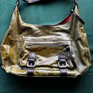 Vintage Tano Italian leather green hobo